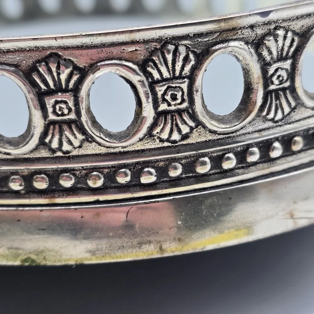 Vintage Victorian  Silverplated Mirrored Tray Ornate Heavy 12‎ 